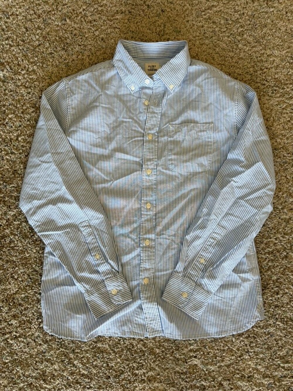 Flint and Tinder Button Down Shirt Mens Sz S Blue White Striped Cotton